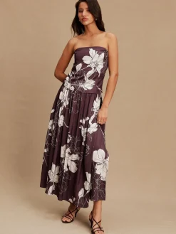 Brdeauxrood/ecru - Kew Collection Satin Midi Skirt*Next Hot