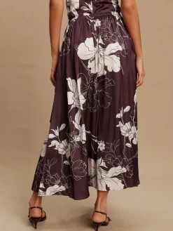 Brdeauxrood/ecru - Kew Collection Satin Midi Skirt*Next Hot