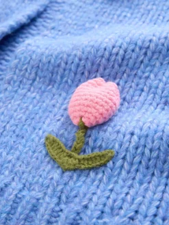 Bright Blue 3D Tulip - Zacht aanvoelend Grof gebreid vest*Next Sale