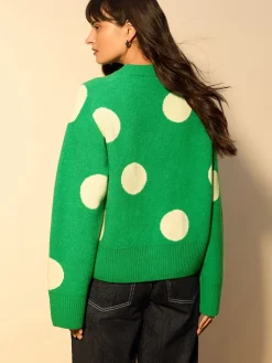 Bright Green Spot - Gebreide trui met ronde hals van wol*Next Hot