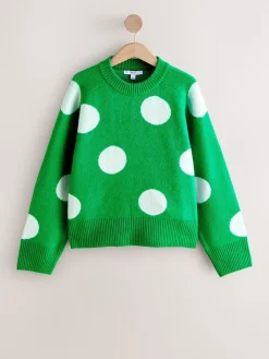 Bright Green Spot - Gebreide trui met ronde hals van wol*Next Hot