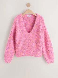 - Fuzzy Texture V-Neck Knitted Jumper*Next