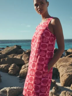 - Mini-jurk met linnen en vierkante hals*Next Discount