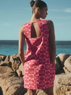 - Mini-jurk met linnen en vierkante hals*Next Discount