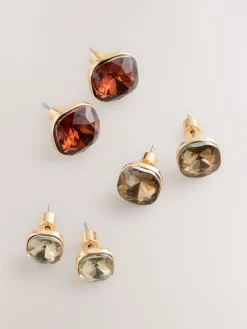 Brons - Jewel Stud Earrings 3 Pack*Next