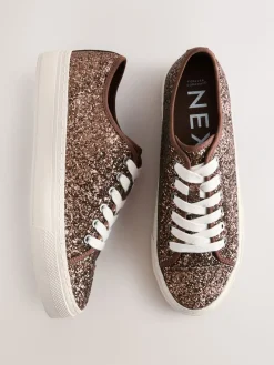 Bronskleurig met glitter - Forever Comfort® Glitter Baseball Lace Up Trainers*Next Best