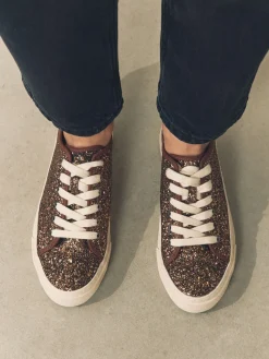 Bronskleurig met glitter - Forever Comfort® Glitter Baseball Lace Up Trainers*Next Best