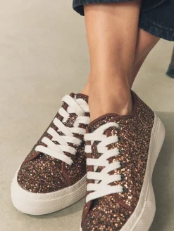 Bronskleurig met glitter - Forever Comfort® Glitter Baseball Lace Up Trainers*Next Best