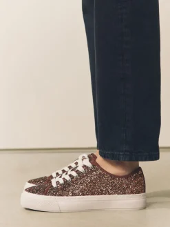 Bronskleurig met glitter - Forever Comfort® Glitter Baseball Lace Up Trainers*Next Best