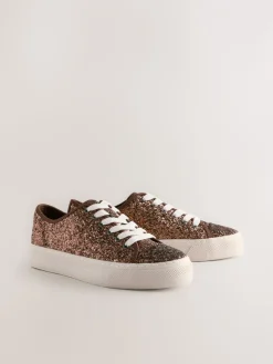 Bronskleurig met glitter - Forever Comfort® Glitter Baseball Lace Up Trainers*Next Best