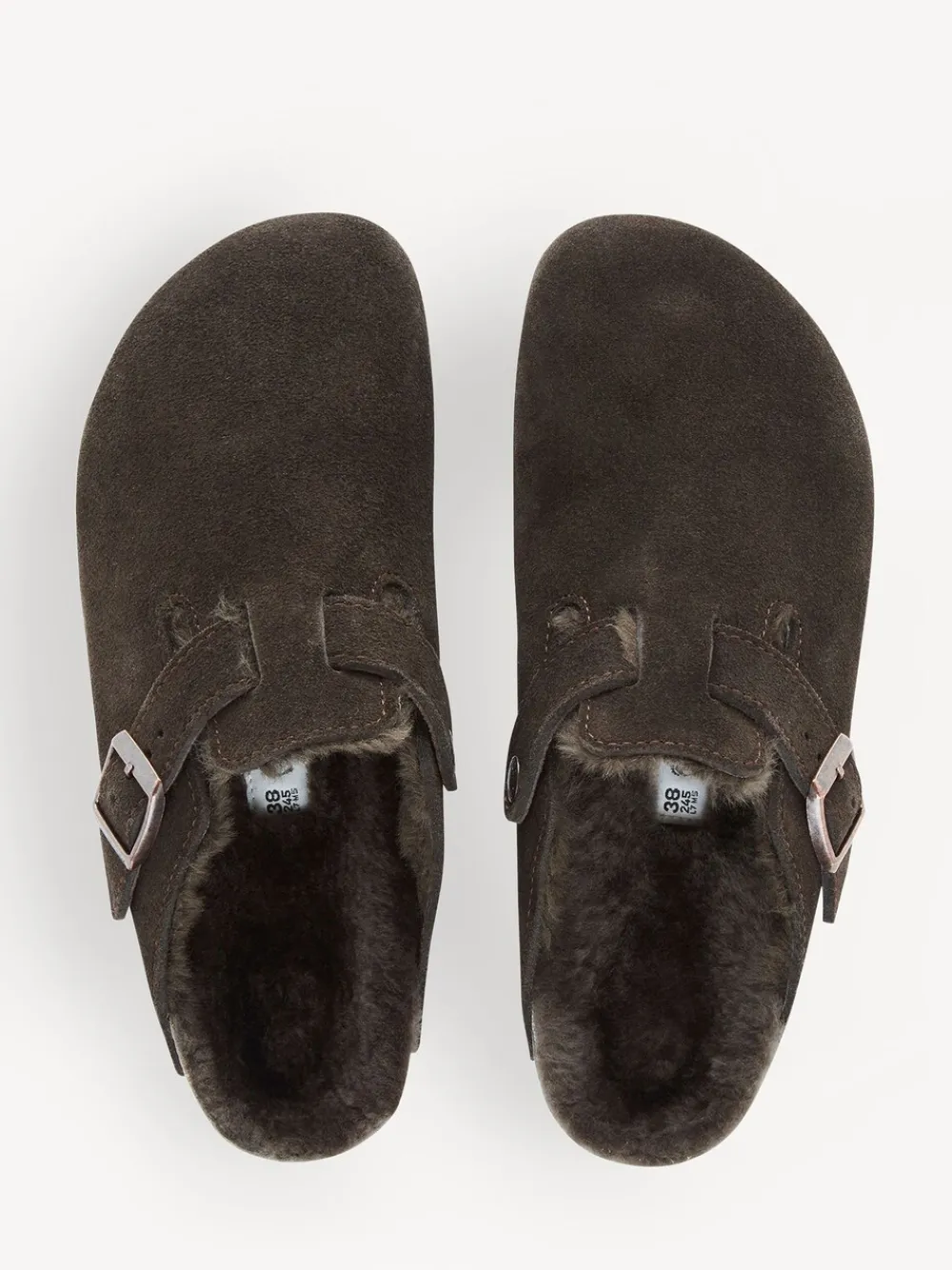 - - Boston klompen van suède en schapenvacht*Birkenstock Discount