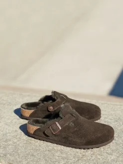 - - Boston klompen van suède en schapenvacht*Birkenstock Discount