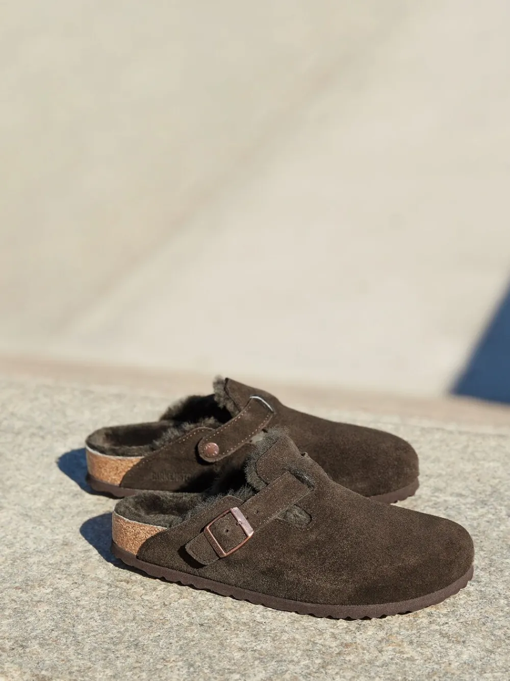 - - Boston klompen van suède en schapenvacht*Birkenstock Discount