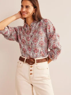 Bruin - geweven leren riem*Boden Outlet