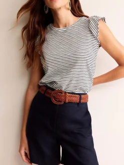 Bruin - geweven leren riem*Boden Outlet