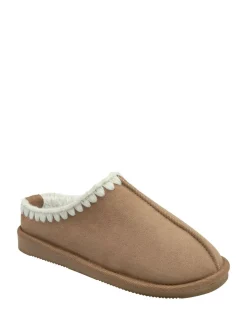 - Faux Suede Whipstitch Mule Slippers*Dunlop Outlet