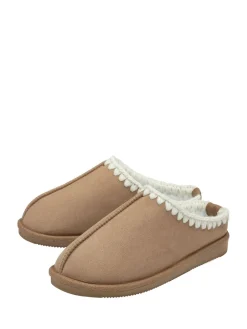 - Faux Suede Whipstitch Mule Slippers*Dunlop Outlet
