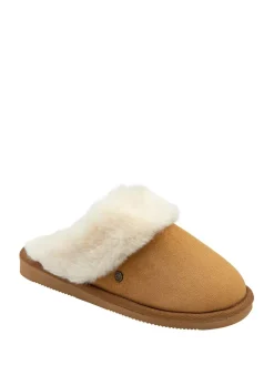 - Faux Suede Mule Slippers Fur Collar*Dunlop New