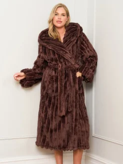 - Chocolate Ribbed Dressing Brown Gown*Jim Jam the Label Best