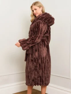 - Chocolate Ribbed Dressing Brown Gown*Jim Jam the Label Best
