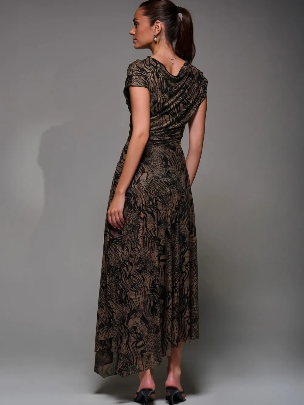 - Asymmetrical Draped Slash Neck Midaxi Dress*Jolie Moi Discount