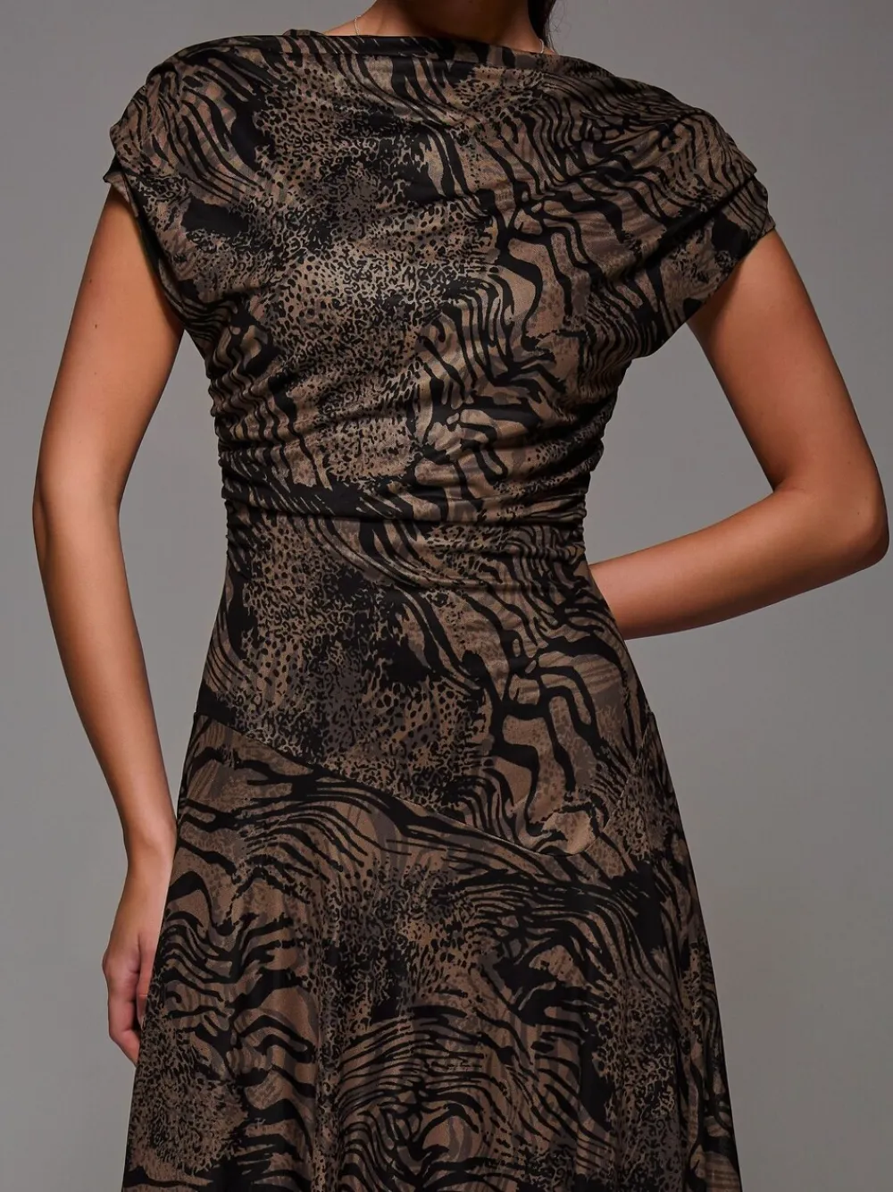 - Asymmetrical Draped Slash Neck Midaxi Dress*Jolie Moi Discount