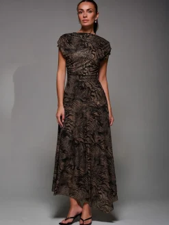 - Asymmetrical Draped Slash Neck Midaxi Dress*Jolie Moi Discount