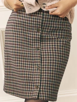 - Dogtooth Check Mini Skirt with Wool*Laura Ashley Best