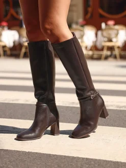 - Midtown Block Heel High Leg Boots With Buckle Detail*Linzi Discount