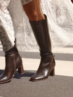 - Midtown Block Heel High Leg Boots With Buckle Detail*Linzi Discount