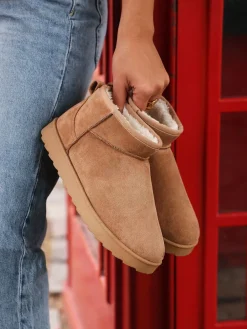 Bruin - Mini Addy enkellaarzen van imitatiesuède met voering*Linzi Sale