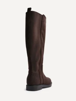 - Wide Fit Steel High Leg Boots With Stretch Panel*Linzi
