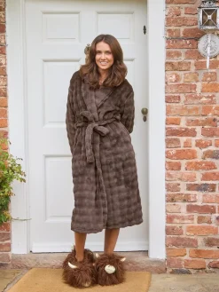 - Bubble Cut Fleece Shawl Collar Midi Dressing Gown*Loungeable Best