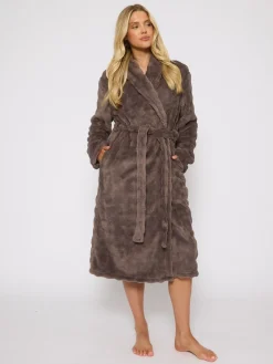 - Bubble Cut Fleece Shawl Collar Midi Dressing Gown*Loungeable Best
