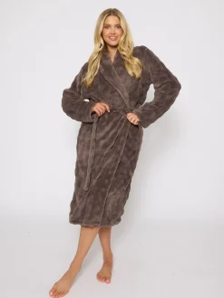 - Bubble Cut Fleece Shawl Collar Midi Dressing Gown*Loungeable Best