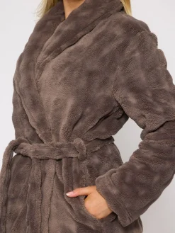 - Bubble Cut Fleece Shawl Collar Midi Dressing Gown*Loungeable Best