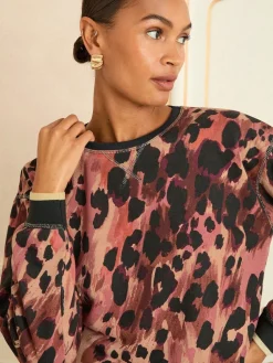 Bruin - - Jersey sweatshirt met ronde hals*Love & Roses Sale