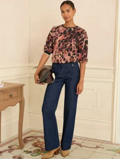 Bruin - - Jersey sweatshirt met ronde hals*Love & Roses Sale