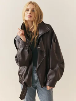 - Faux Leather Funnel Collared Biker Jacket*Nothing Ordinary