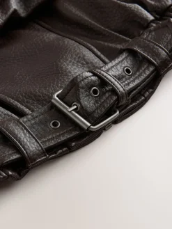 - Faux Leather Funnel Collared Biker Jacket*Nothing Ordinary