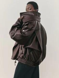 - Faux Leather Funnel Collared Biker Jacket*Nothing Ordinary