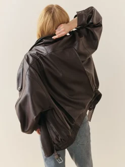 - Faux Leather Funnel Collared Biker Jacket*Nothing Ordinary