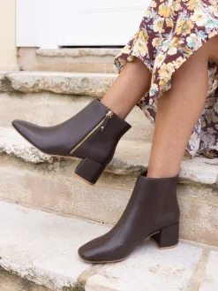 - Kate Zip Side Square Toe Block Heel Ankle Boots*Novo