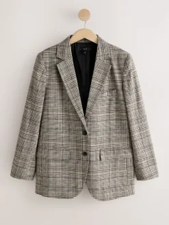 Bruin - N.Premium Check Linen Rich Single Breasted Blazer*Next Outlet