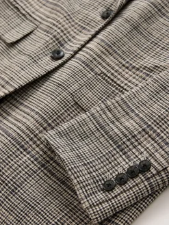 Bruin - N.Premium Check Linen Rich Single Breasted Blazer*Next Outlet