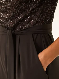 - Paillettenlijfje met Watervalhals Jumpsuit*Roman Clearance