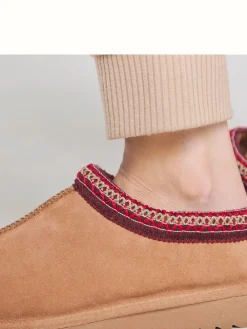 Bruin - Bruine Muiltje Pantoffel met volledige borduursel en Wijde pasvorm*Simply Be Online