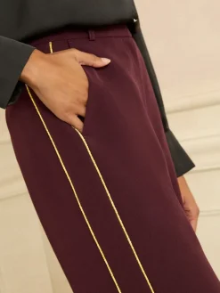 - broek met structuur, wijde pijpen en zijstreep*Love & Roses Clearance