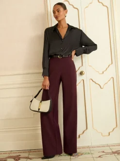 - broek met structuur, wijde pijpen en zijstreep*Love & Roses Clearance