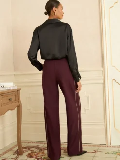 - broek met structuur, wijde pijpen en zijstreep*Love & Roses Clearance